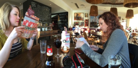 Taylor and Wendy at Nando's Restaurant, Edinburgh.