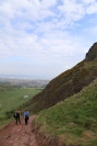 Taylor and Wendy climbing Arthur's Seat.
